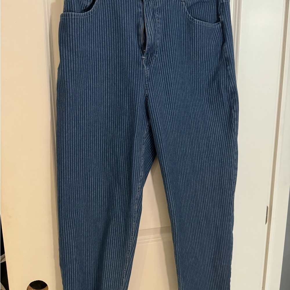 HALARA Blue Striped Ankle Jeans